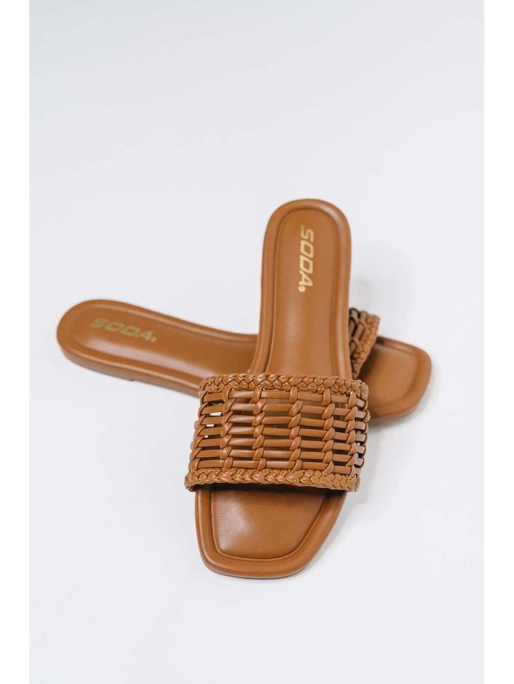 Stair Cognac Woven Slip On Sandal
